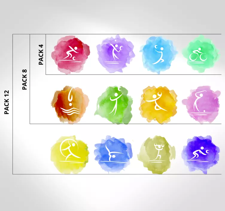 Sport klistermærke farverige atletiske ikoner - TenStickers