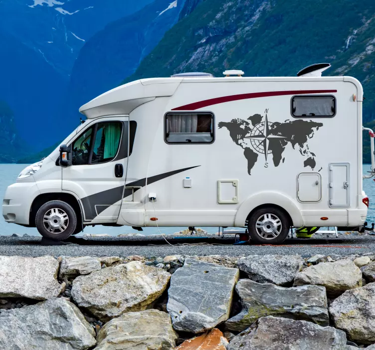 Verdenskort klistermærke til campingvogn - TenStickers