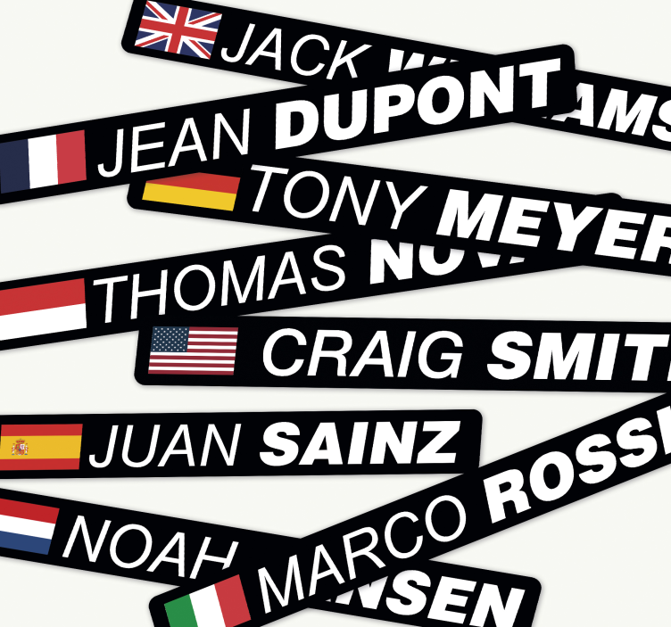 Landevejscykel med flag og navn klistermærke til cykel - TenStickers