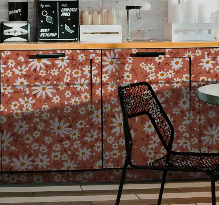 70-tallet daisy mønster møbler klistermærke - TenStickers