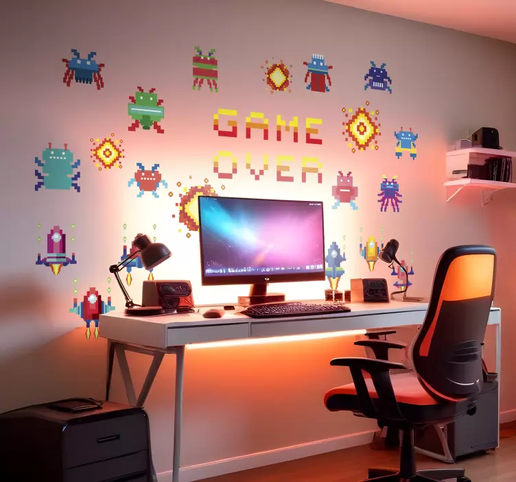 8 bit arkadeskærm videospil wallsticker - TenStickers