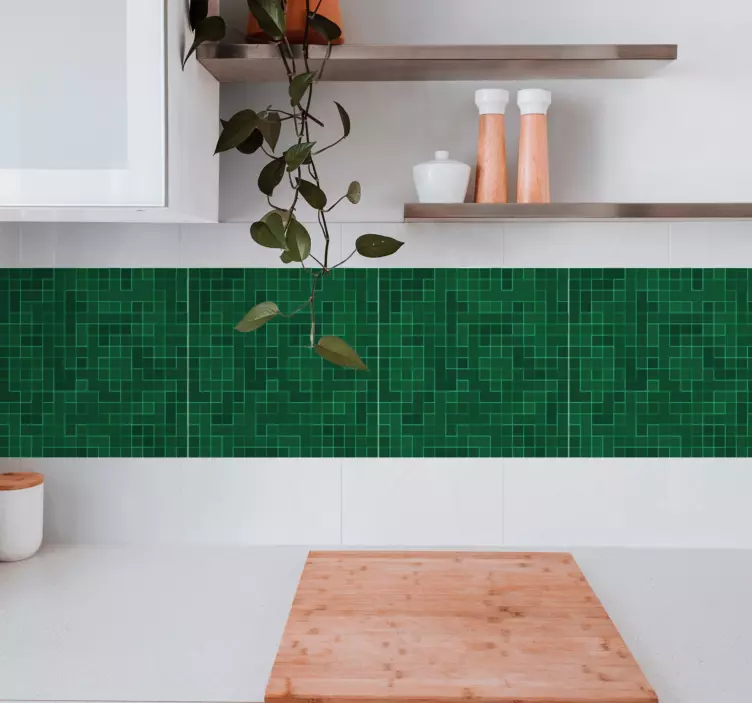 Abstrakt lysegrøn mosaik Flise - TenStickers