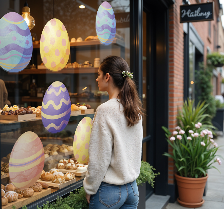 Akvarel æg butiksvinduer klistermærke - TenStickers