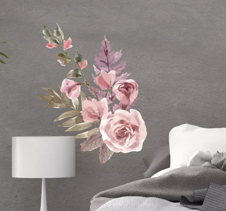 Akvarel blomster sammensætning blomstermærkat - TenStickers