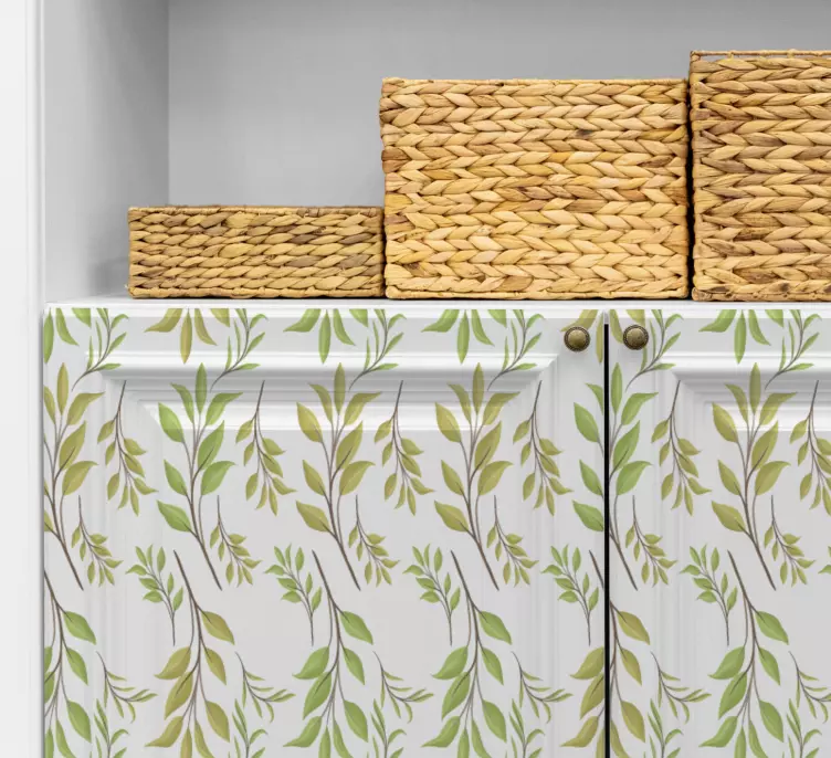 Akvarel grønne blade møbler klistermærke - TenStickers