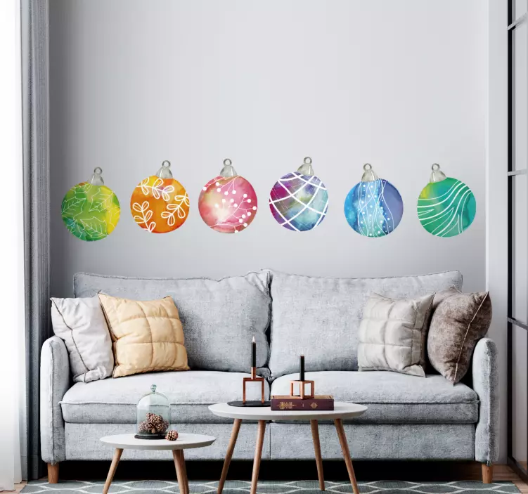 Akvarel julepynt julemærkat - TenStickers