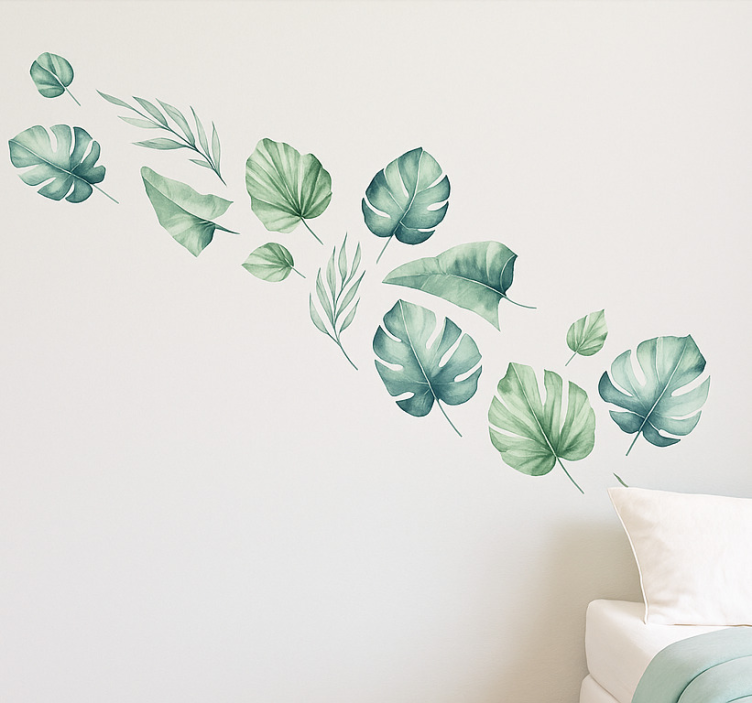 Akvarel monstera wallsticker - TenStickers