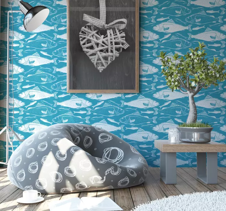 Akvatisk fisk mønster fiskeklistermærke - TenStickers