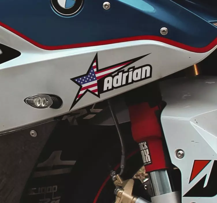 Usas flag med stjerne og brugerdefineret navn - TenStickers