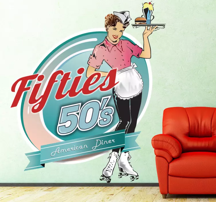 Amerikansk servitrice vægklistermærke - TenStickers