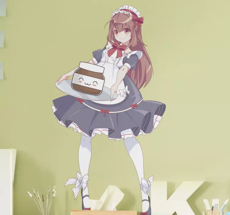 Anime pige med nutella tegneserie klistermærke - TenStickers