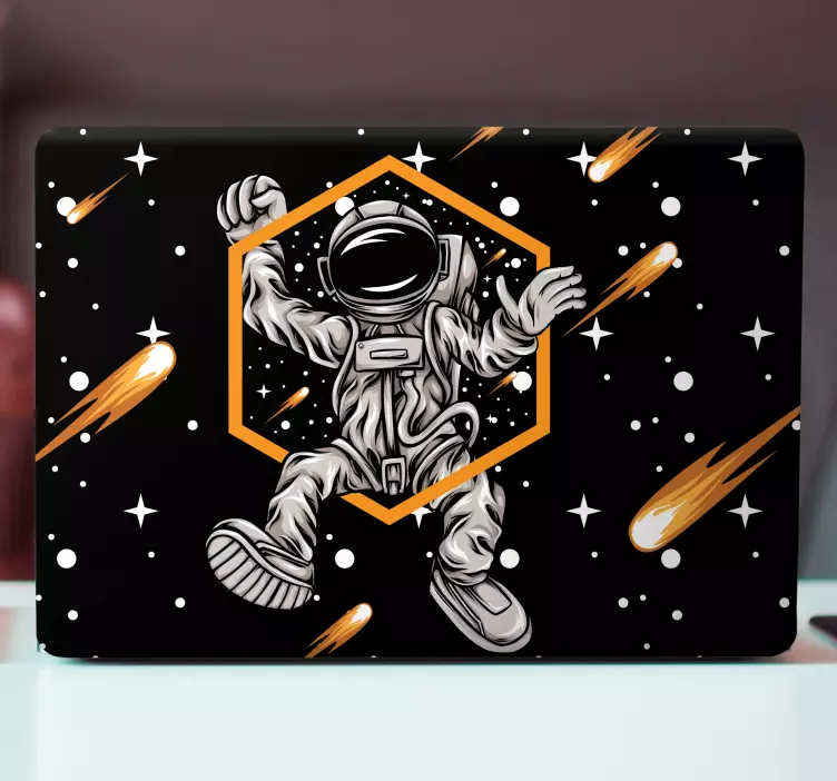 Laptop klistermærke astronaut svævende kosmisk - TenStickers