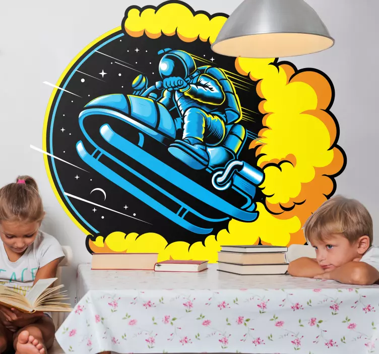 Astronaut hopper vægklistermærke til soveværelse - TenStickers