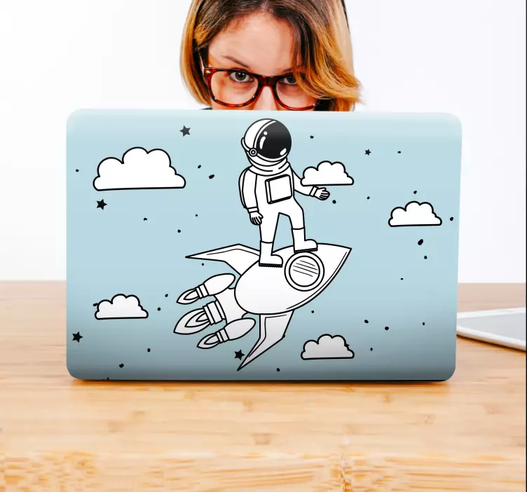 Laptop klistermærke astronaut raket eventyr - TenStickers