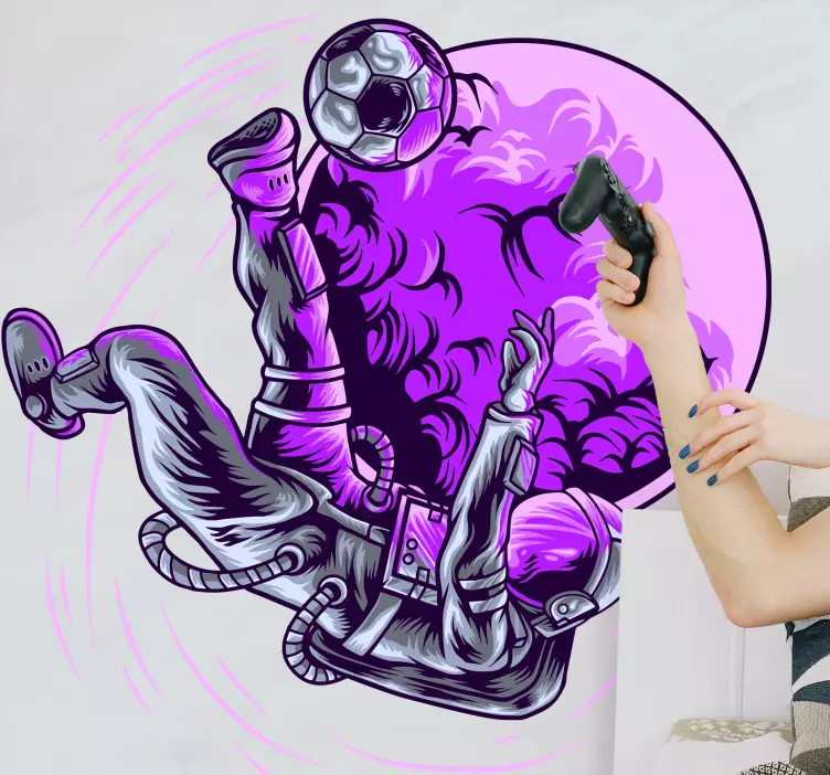 Fodbold klistermærke astronaut sparker bold - TenStickers