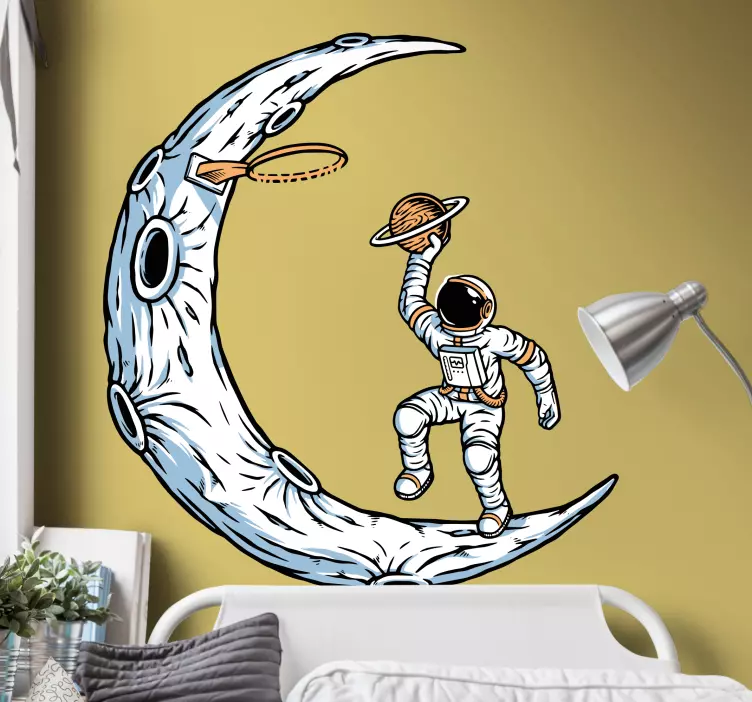 Astronaut spiller basketball vægklistermærke - TenStickers