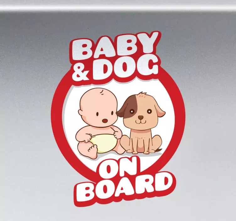 Baby og hund ombord sticker - TenStickers