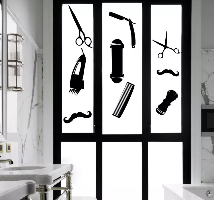 Barber ikoner vindue klistermærke - TenStickers