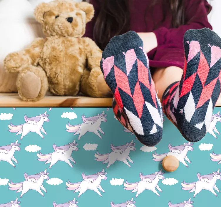 Barnligt enhjørningsmønster klistermærke - TenStickers