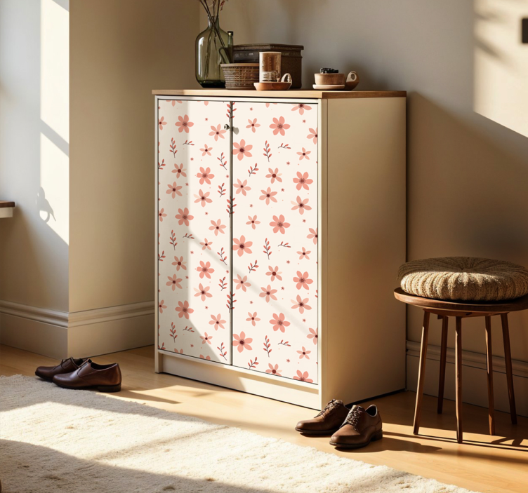 Beige blomster folie til møbler - TenStickers