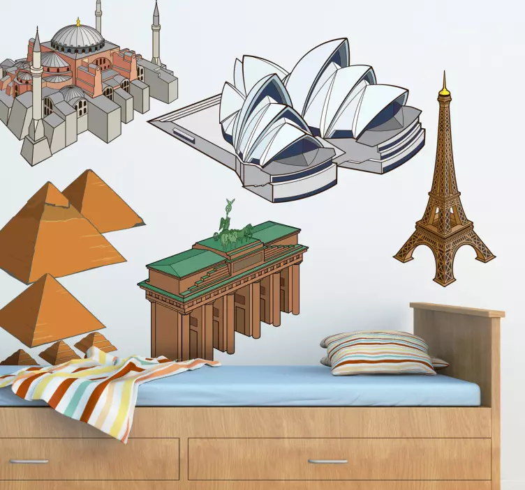 Berømte vartegn mærkat samling - TenStickers