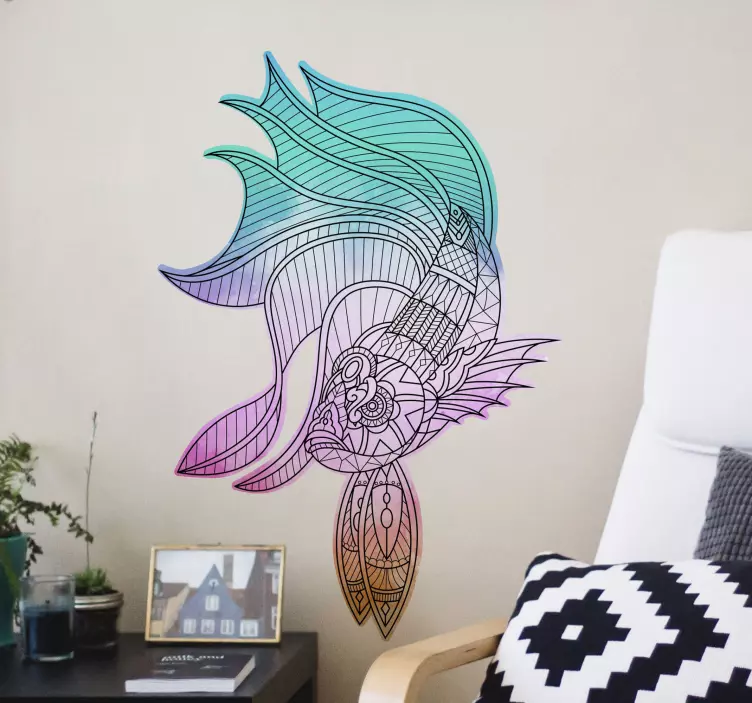 Betta fisk mandala stil fisk mærkat - TenStickers