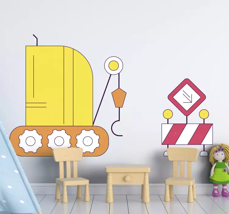 Bil bagger til børn soveværelse væg klistermærke - TenStickers