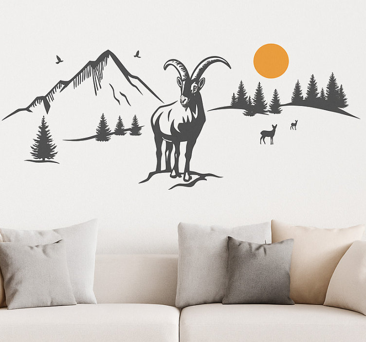 Bjerglandskab med ged wallsticker - TenStickers