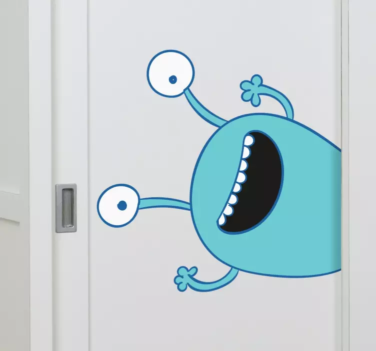 Blå monster garderobe børn klistermærke - TenStickers