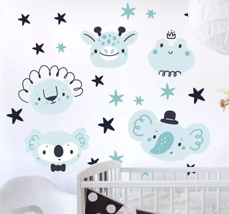 Blå nordisk vilde dyr klistermærker - TenStickers