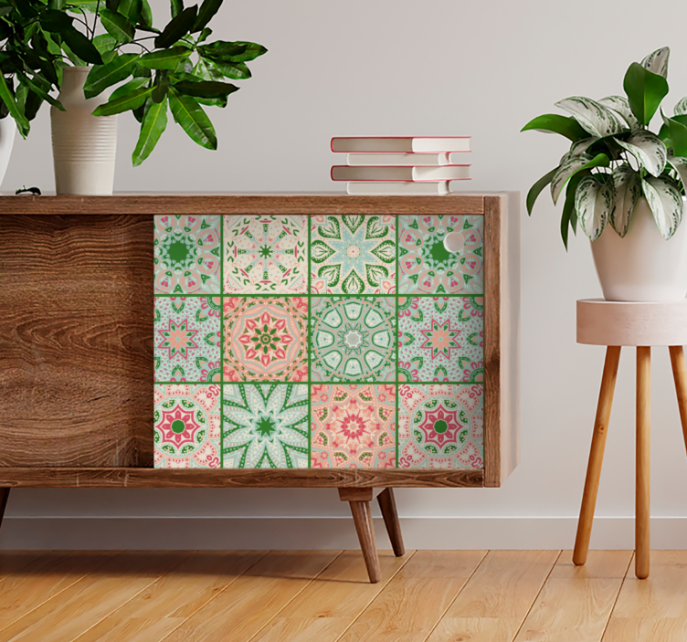 Blå og grønne toner fliser møbler klistermærker - TenStickers