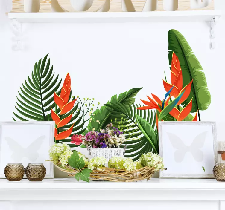 Blade og blomster klistermærke - TenStickers