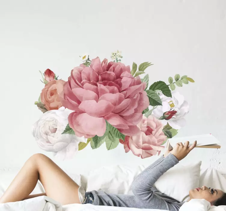 Blandet lyserød pioner blomstermærkat - TenStickers