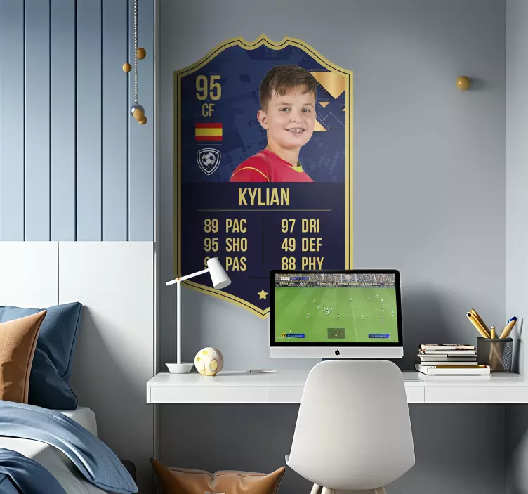 Blåt og guld kort fodbold wallsticker - TenStickers