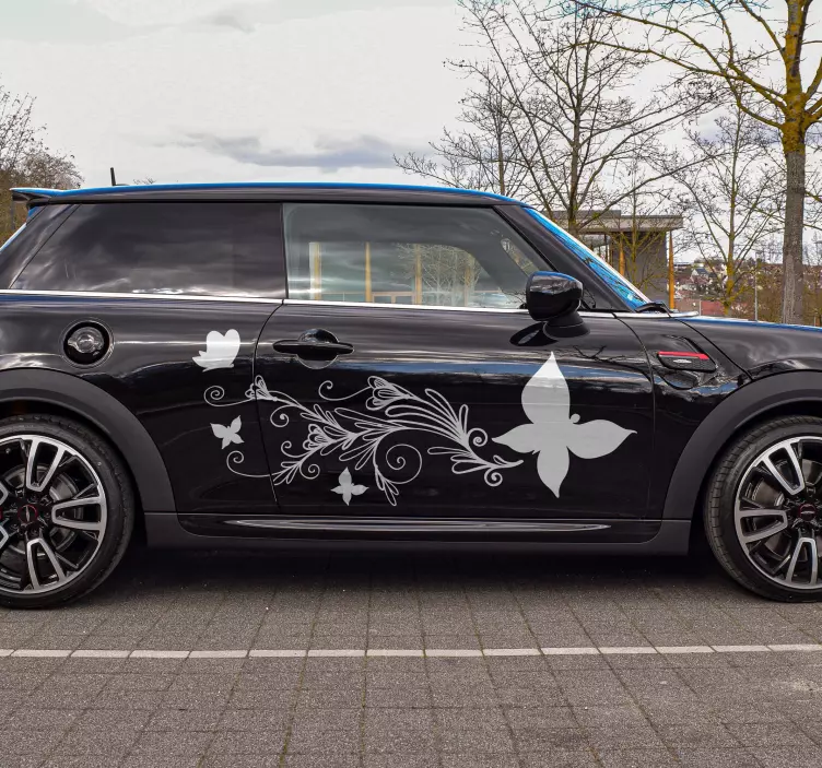 Klistermærker til bil blomster og sommerfugl - TenStickers