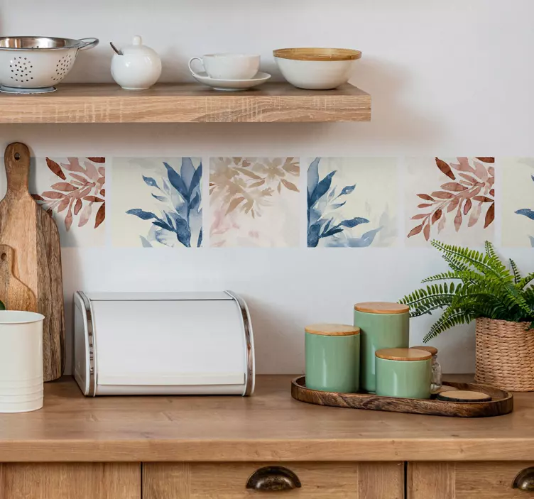 Blomster akvarel mønster flise klistermærke - TenStickers