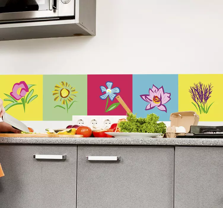 Blomster flise vinyl klistermærke - TenStickers