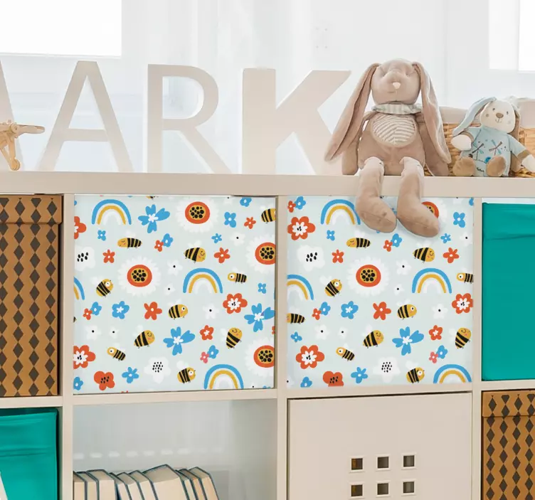 Blomster og bier folie til møbler - TenStickers