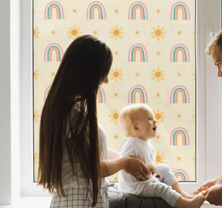 Blomster og regnbuer klistermærker til vinduer - TenStickers