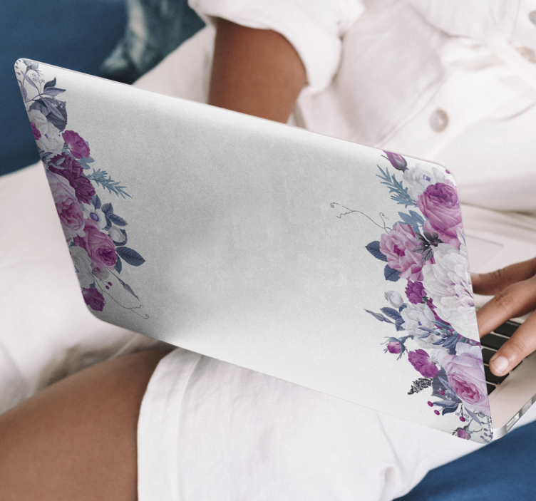 Blomster ramme laptop skind - TenStickers