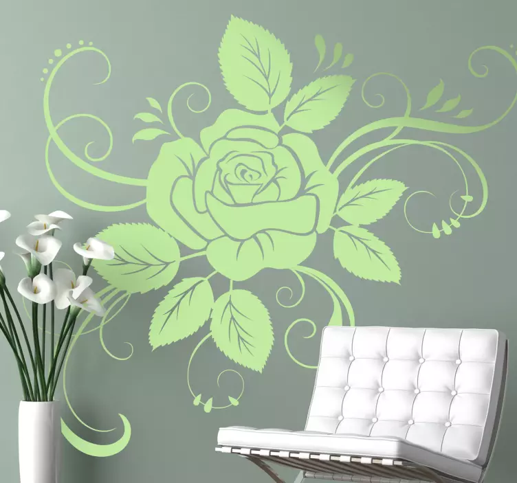 Blomster rose illustration dekal - TenStickers