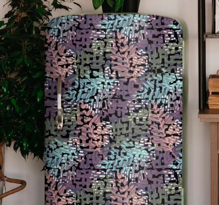 Blomsterblademønstre køleskab klistermærke - TenStickers