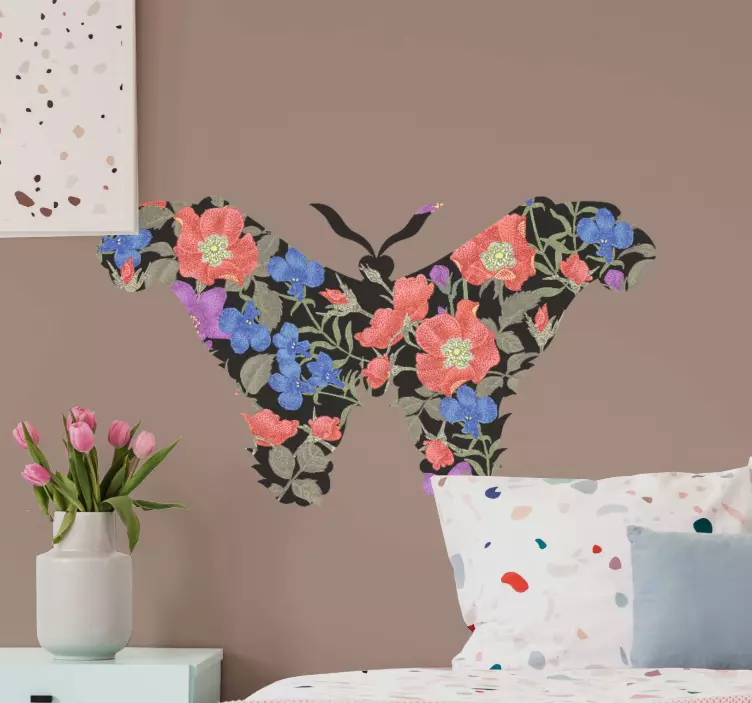 Blomsterformet sommerfugl wallsticker dyr - TenStickers