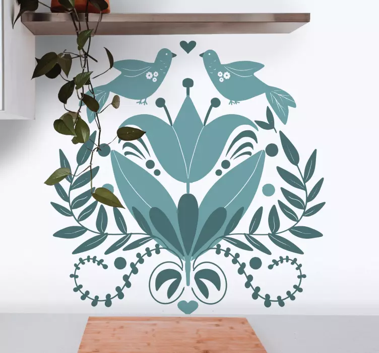 Blomstermønster fugle wallsticker dyr - TenStickers