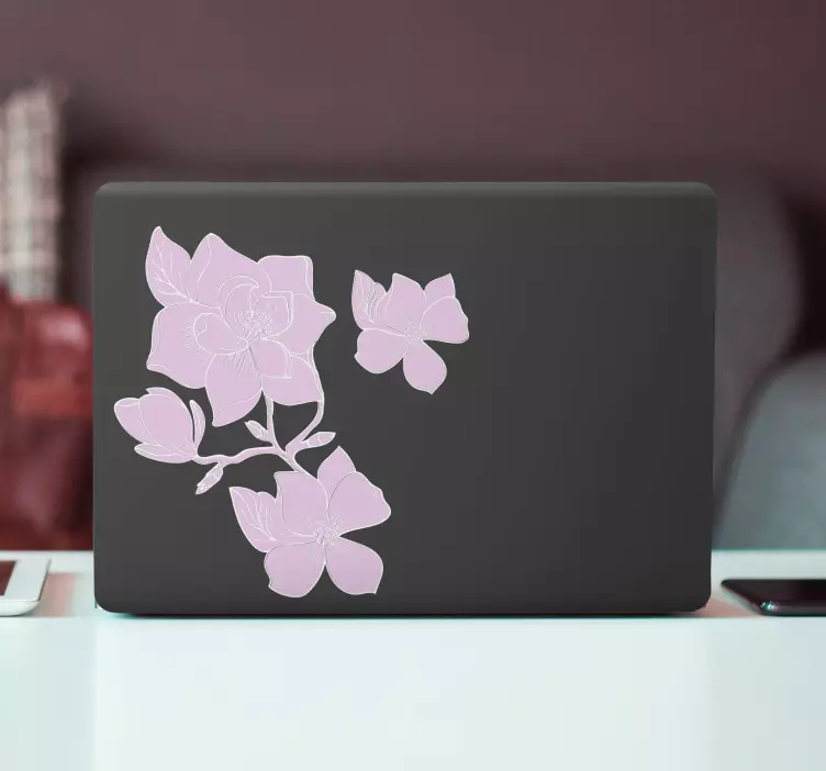 Blomstermotiv accent Laptop klistermærke - TenStickers