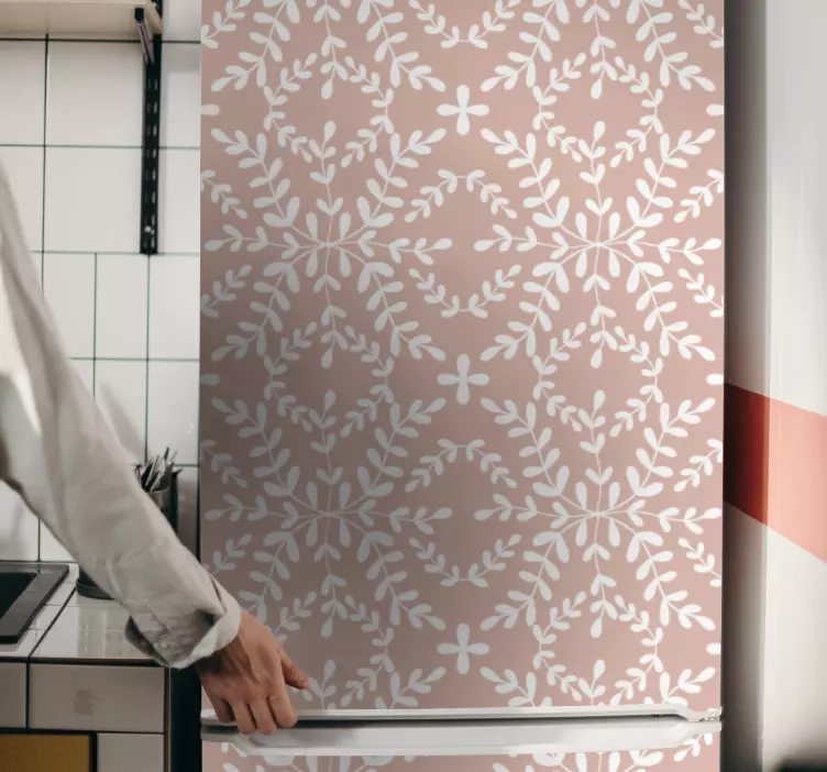 Blomstermotivomslag køleskab klistermærke - TenStickers