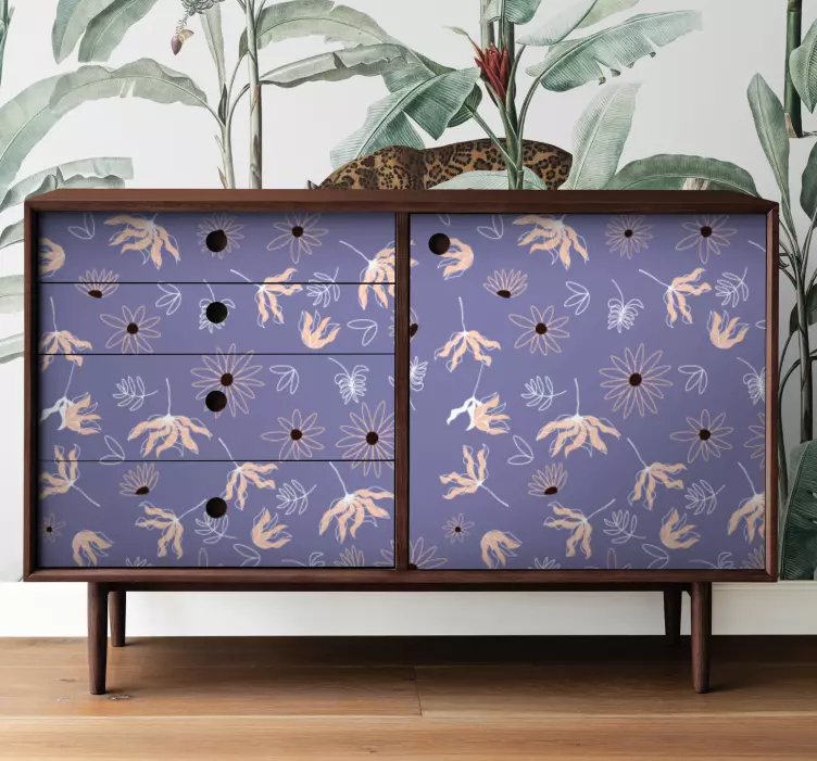 Blomstermotivoverflade wallsticker dyr - TenStickers