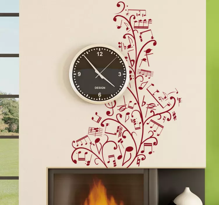 Blomstermusiknoter vægklistermærke - TenStickers