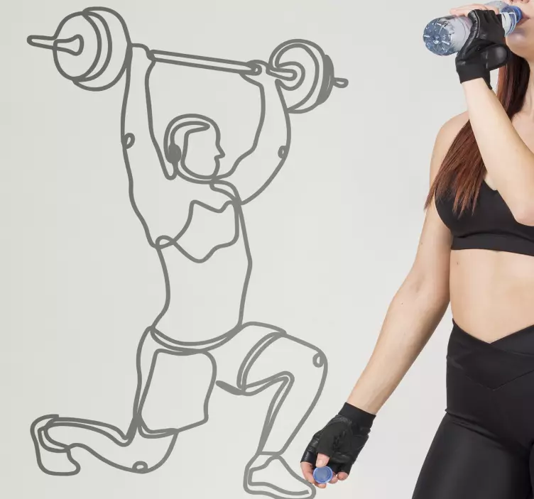Bodybuilder vægte silhuet væg klistermærke - TenStickers