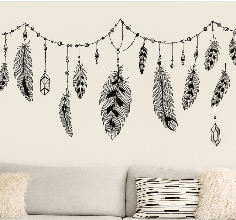 Boheme boho fjer stue wallsticker - TenStickers